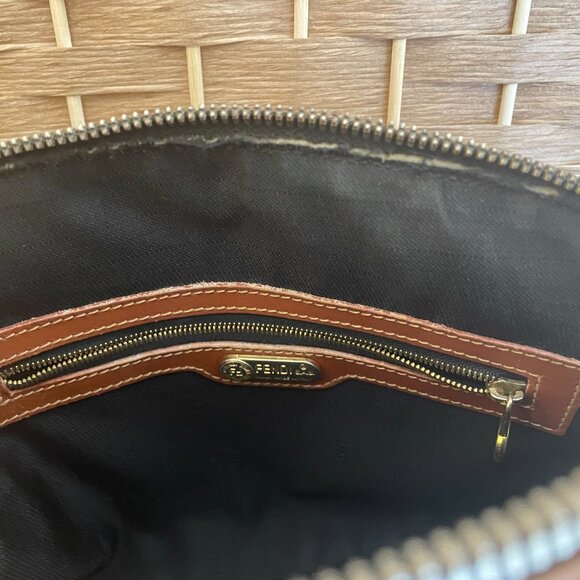 Pre-loved Vintage Fendi Pequin Brown Striped Coated Canvas Top-Handle Dome Bag - Picture 12 of 16